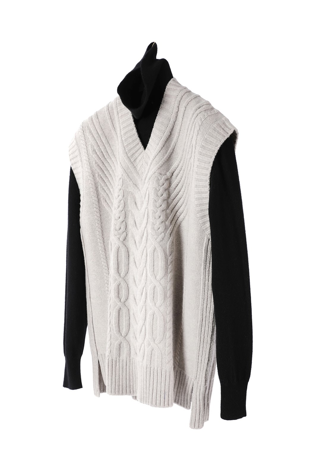 Cashmere Cable Knitting Over Vest-2Color