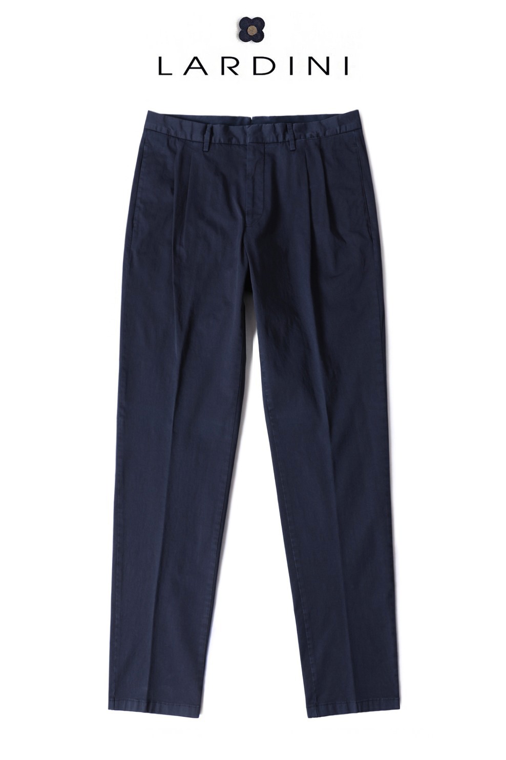 LARDINI Signature Two Tuck Tailored Cotton Pants-Navy
