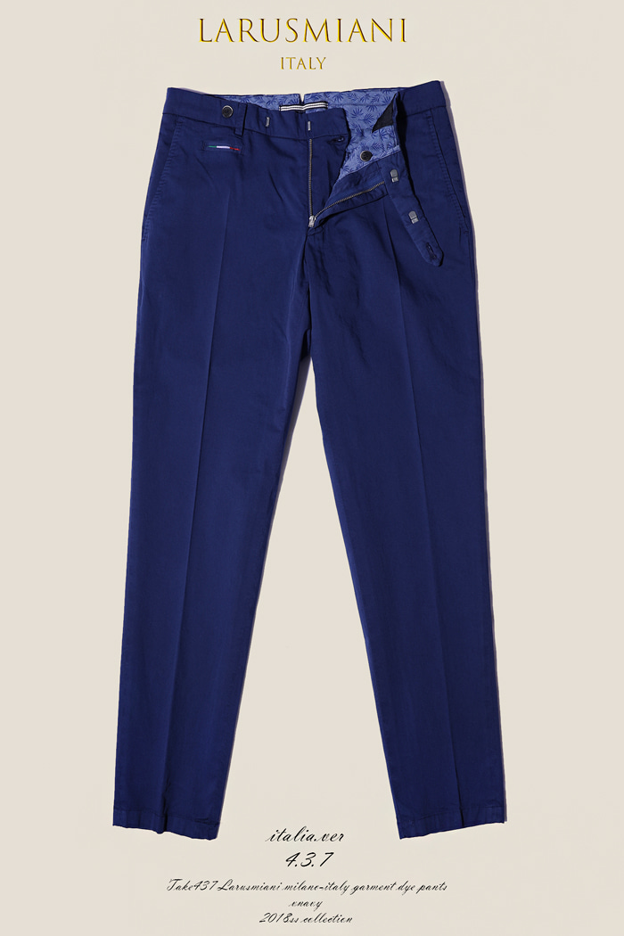 Take437 Larusmiani milano-italy garment dye pants/navy