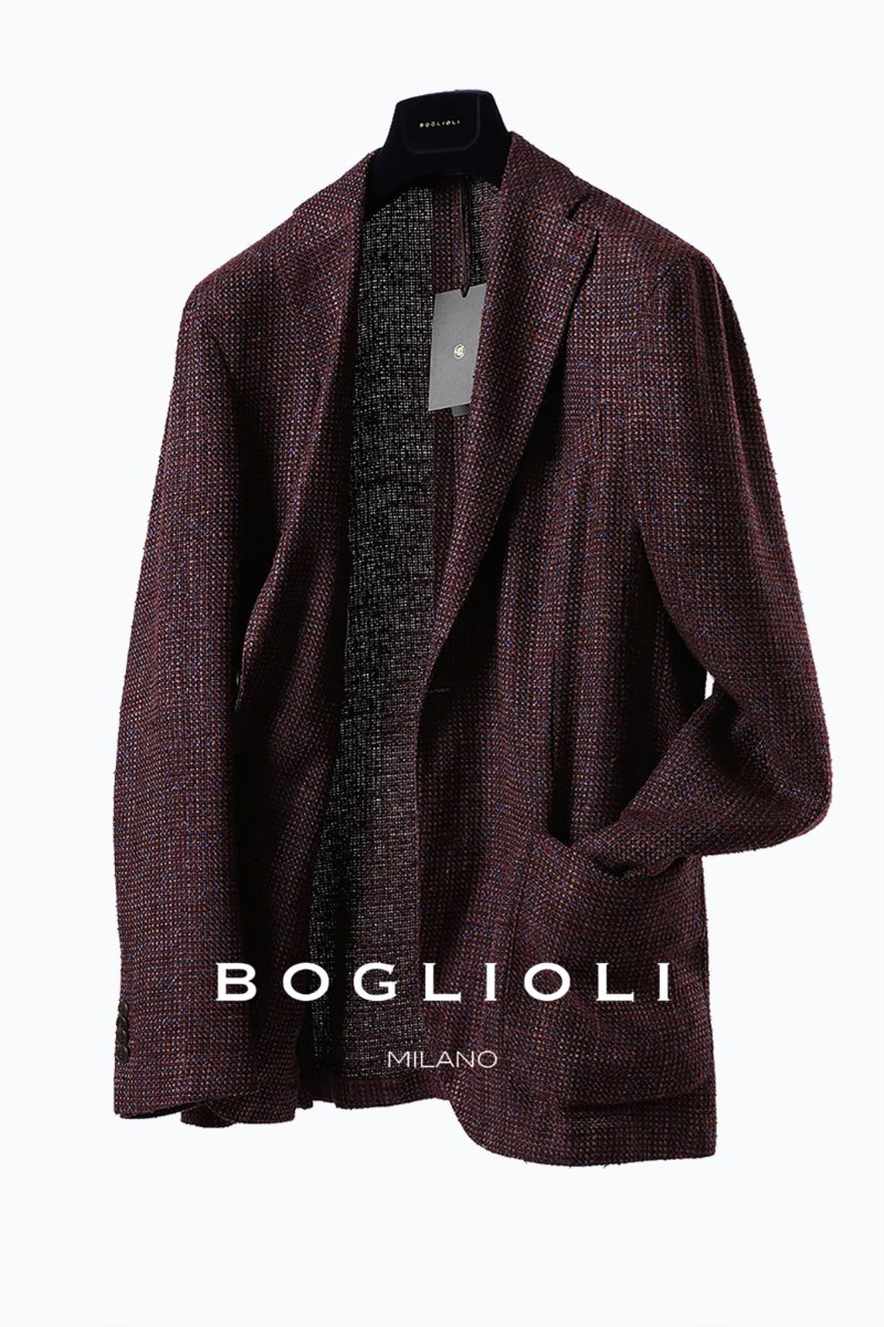 BOGLIOLI Burgundy Tweed Jacket-Burgundy