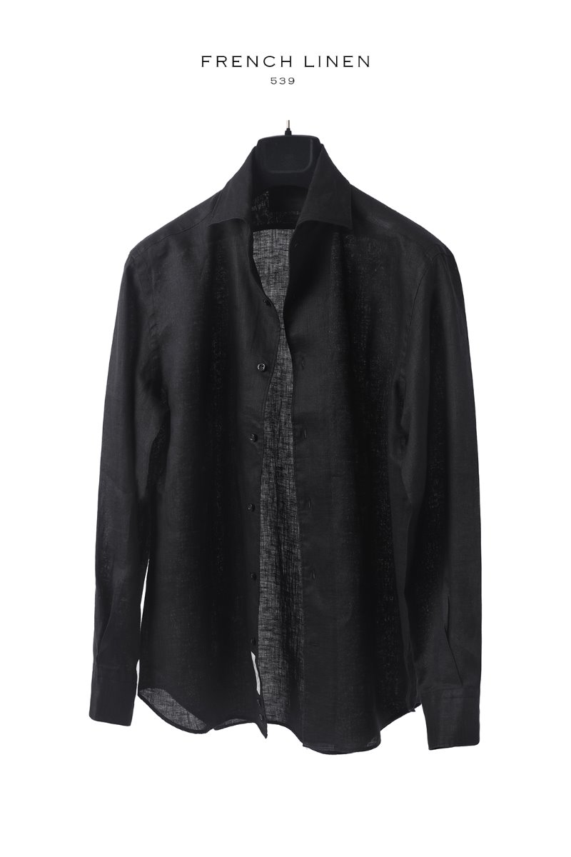539 Italia One-Piece Collar Shirt-Black