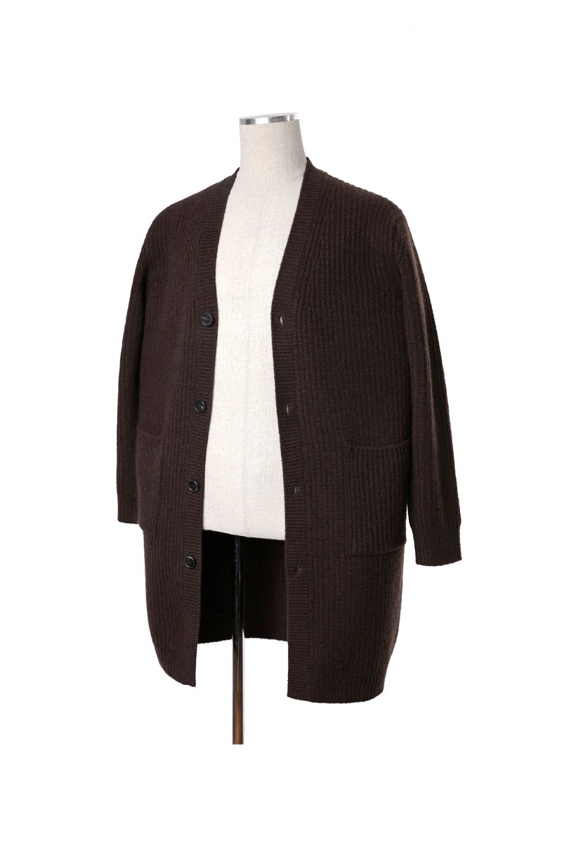 BOTTO Air wool long cardigan - dark brown[Italy yarn]