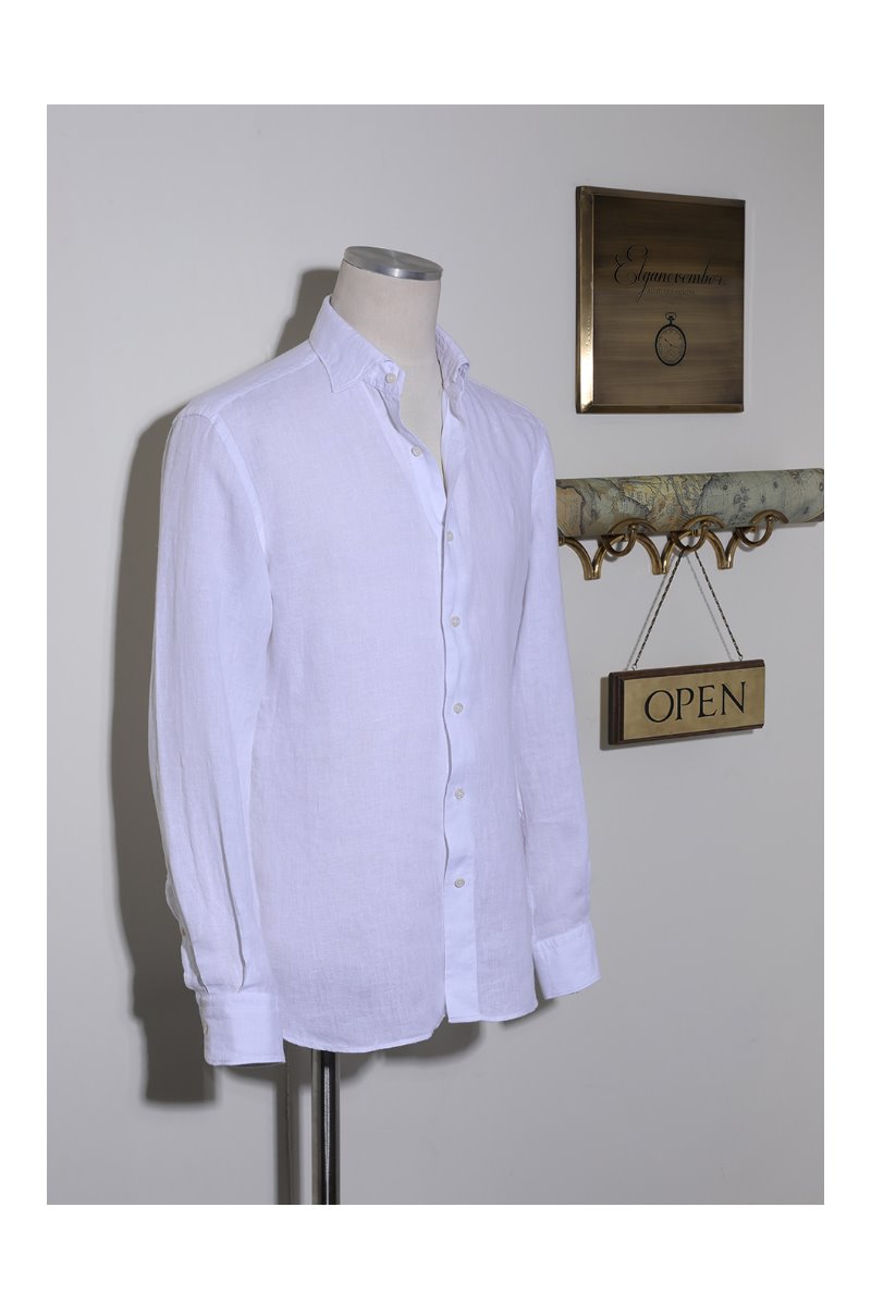 Take430 French linen shirt/white-Best Seller!!