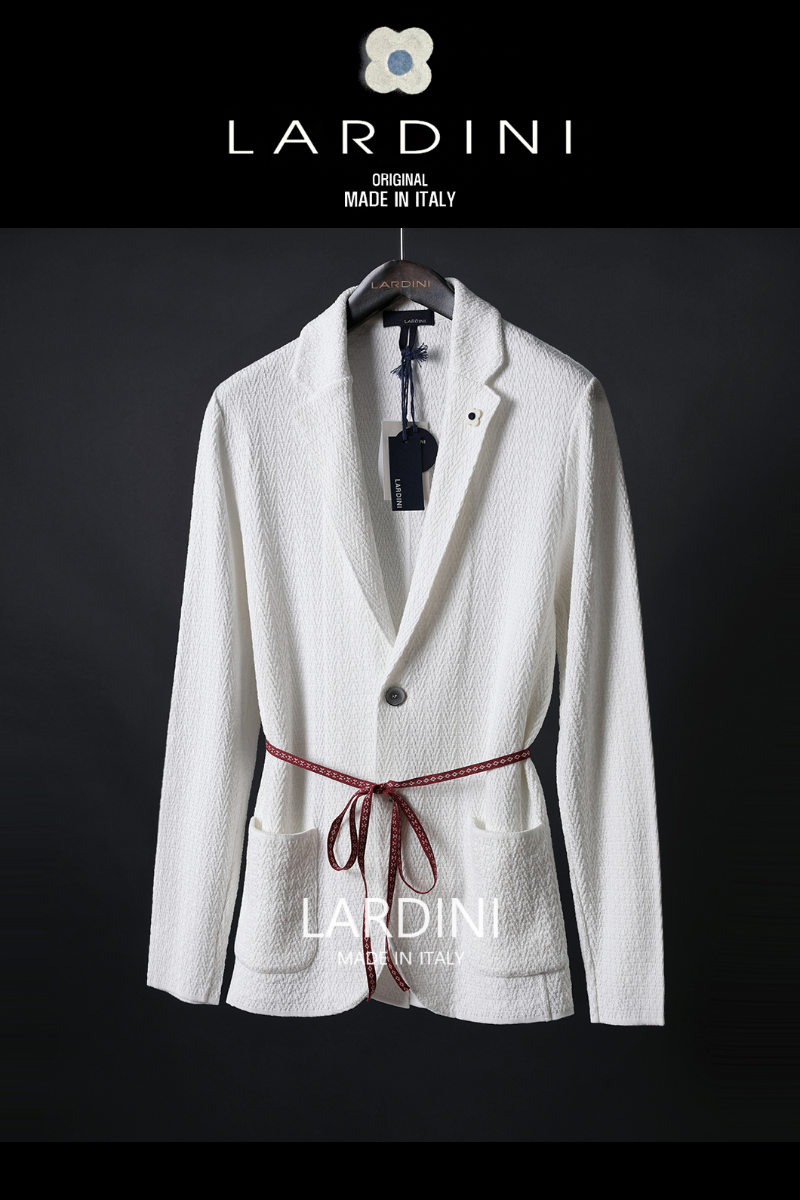 Lardini Single Diamond Knit Jacket-White