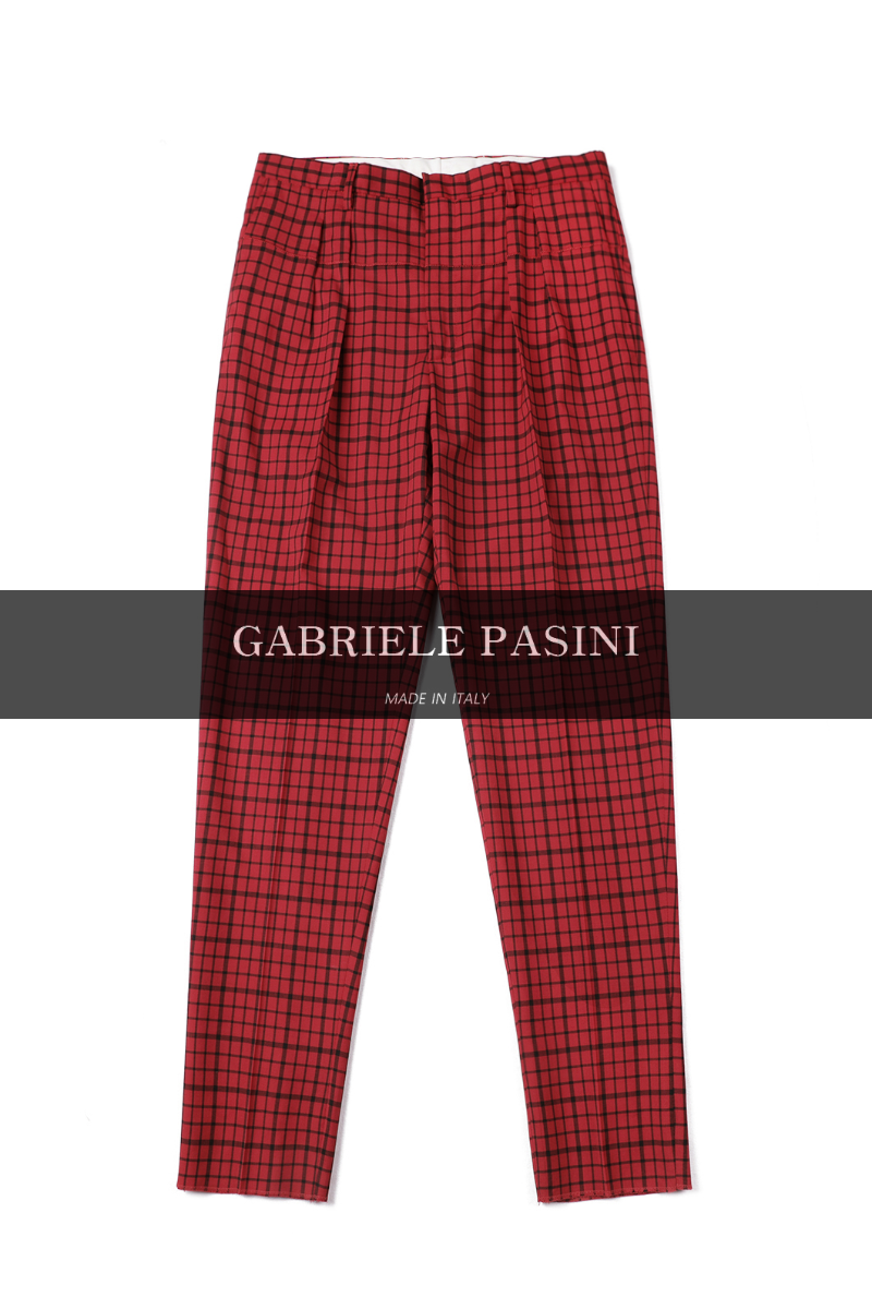 PASINI Palermo Filo Check Pants-Red