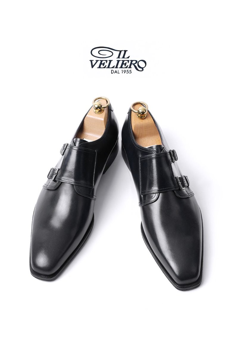 562 Artisan ITALY ILVELIERO Double Monk Shoes-BLACKLIMITED PRODUCT