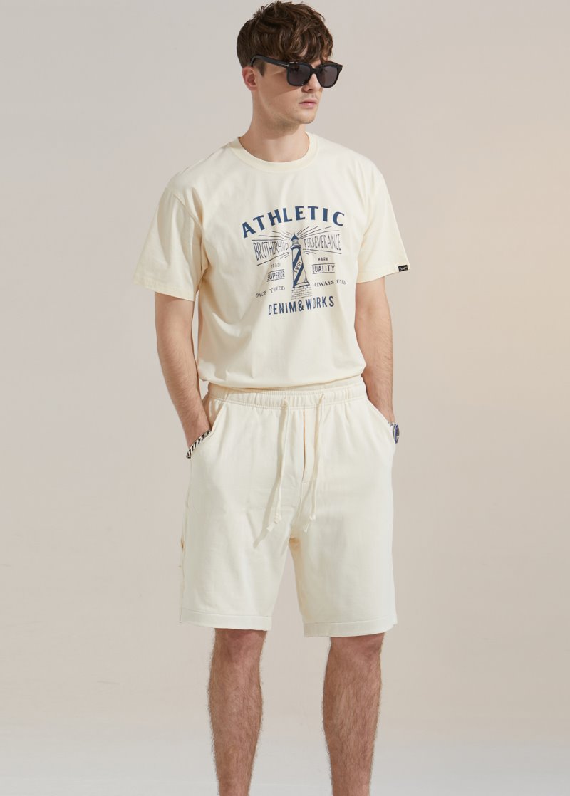 Athletic T-Shirts-Beige