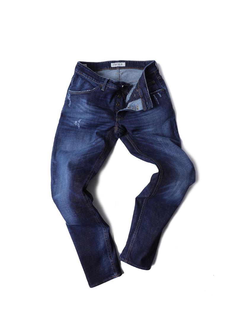 SIVIGLIA Brown Stitch Crack Washing Denim Blue jeans