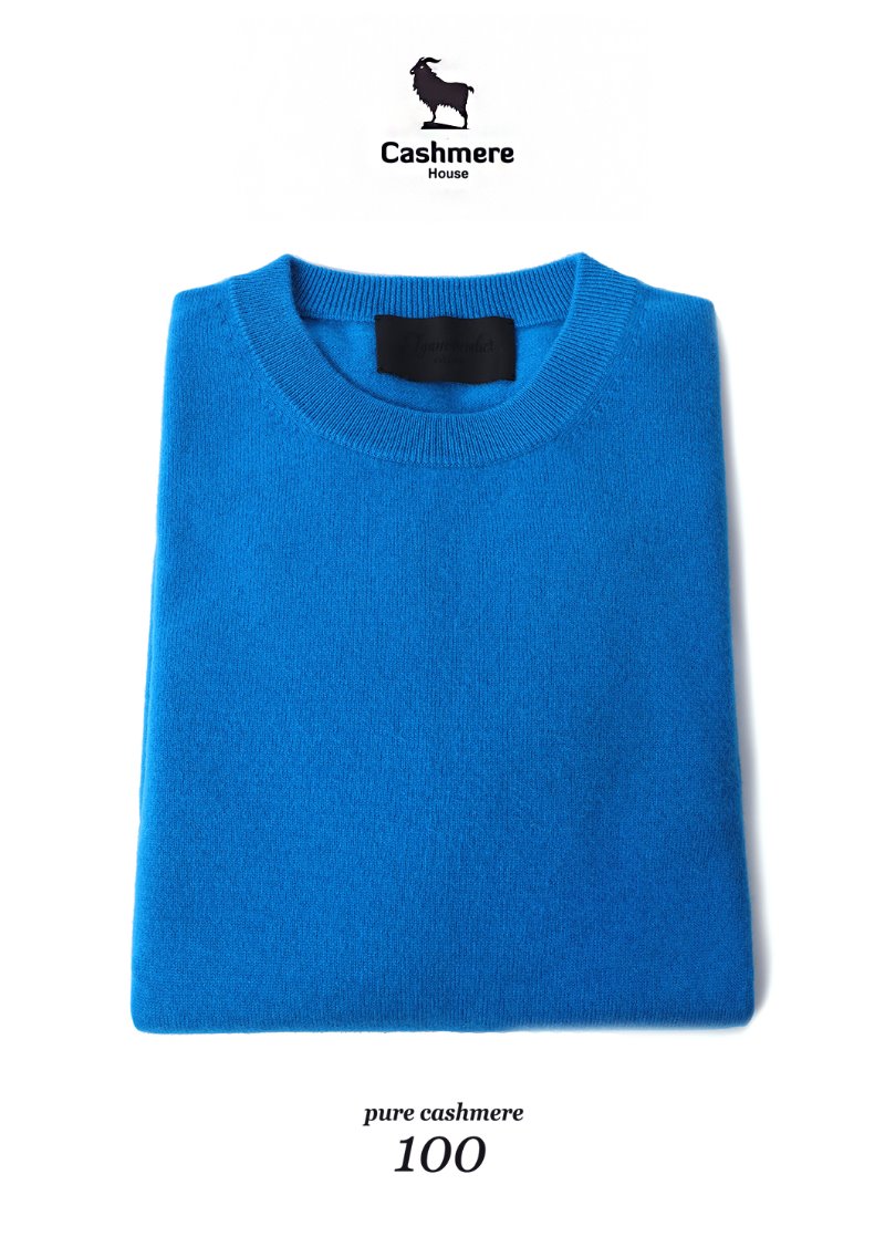 559 Pure Cashmere 100% Round Knit-Emerald Blue