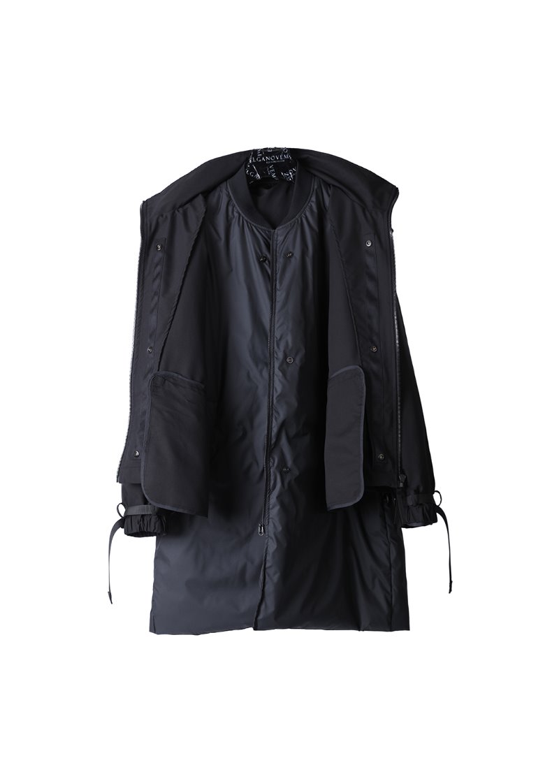 Double Detachable Down Coat Jumper-black