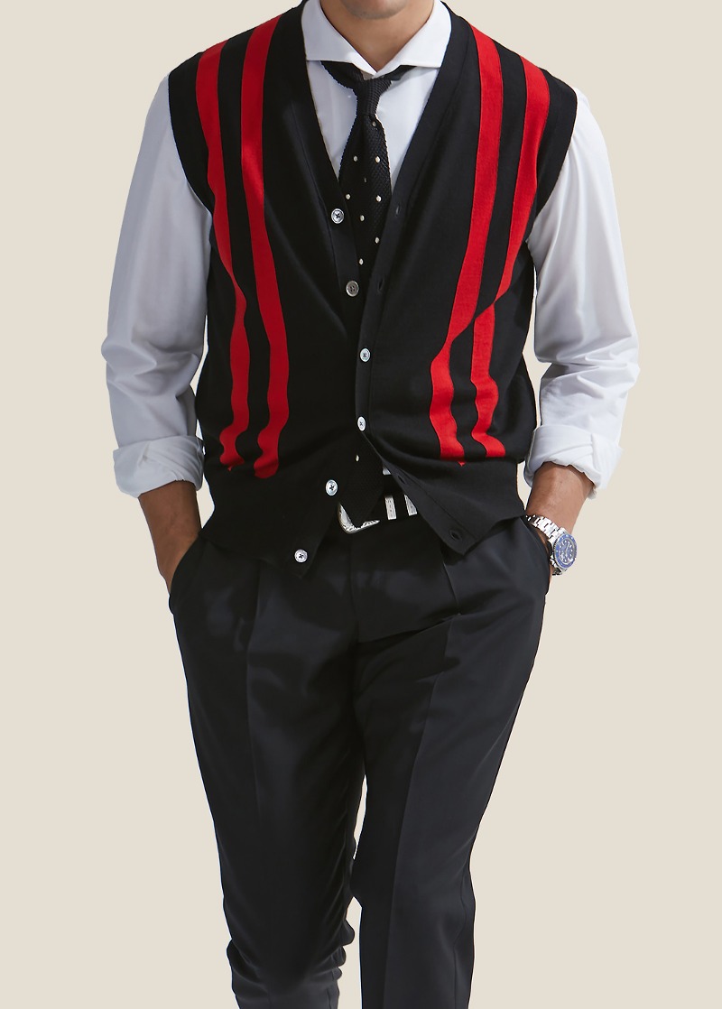 HERIGA Winger Vest Knit-Black&amp;Red
