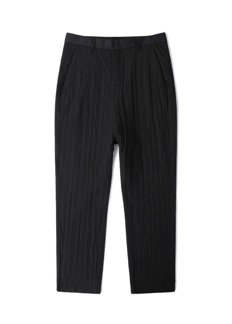 Triangle Quilted Stripe Pants-Black