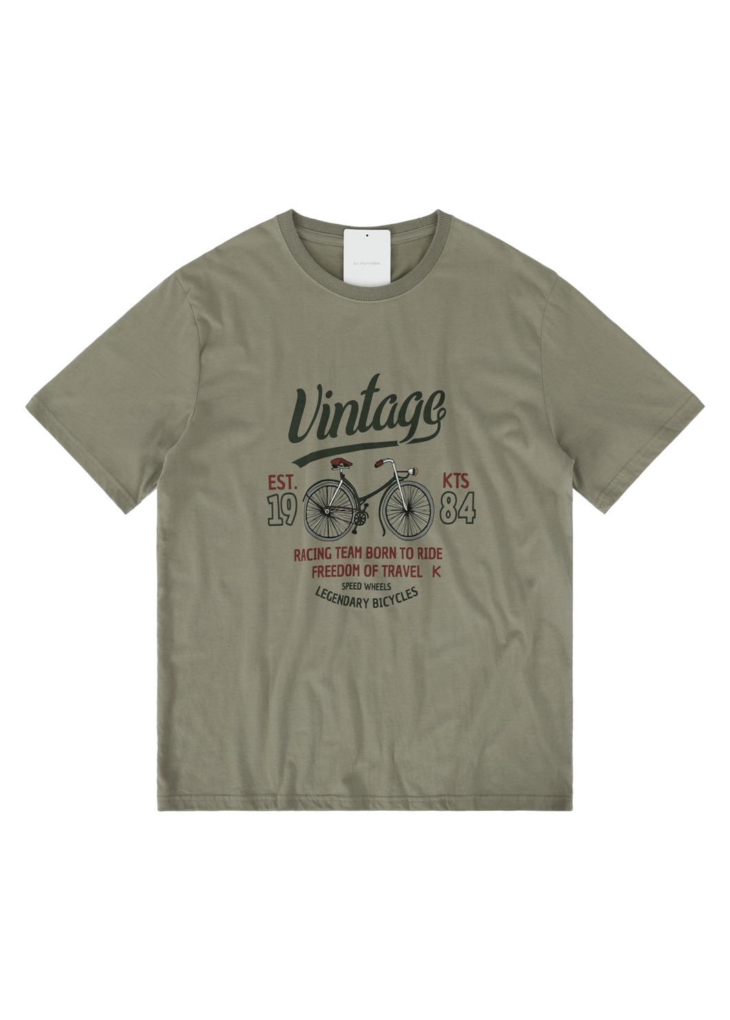 Vintage Bicycle T-Shirt-Light Khaki