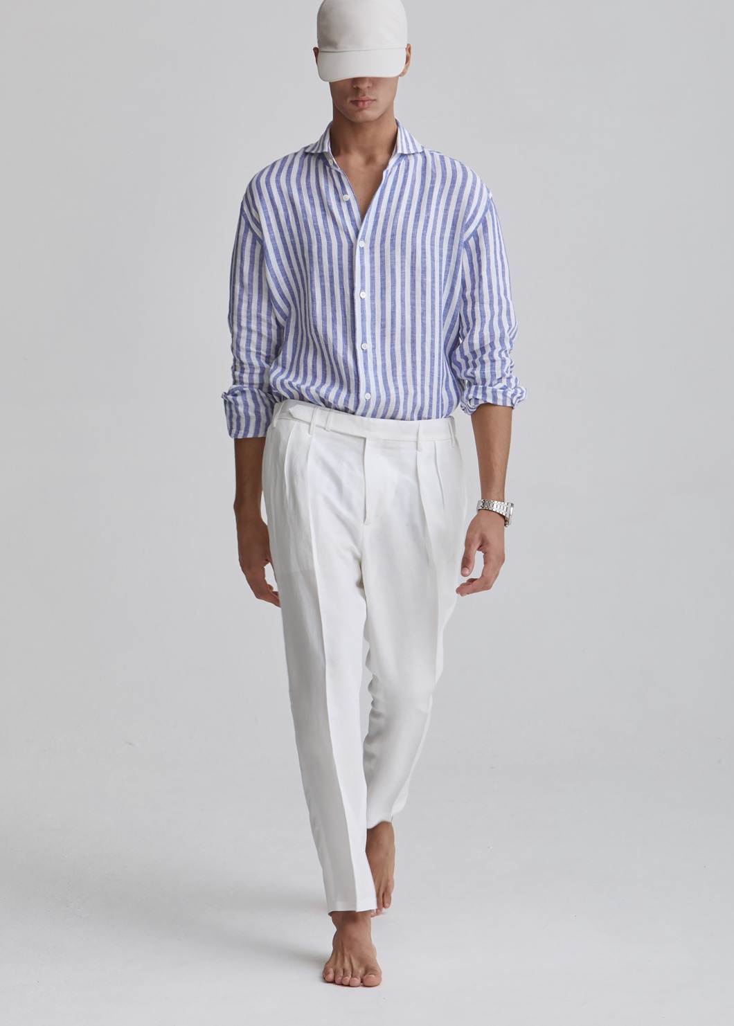 HERIGA Summer Linen Belted Pants-White