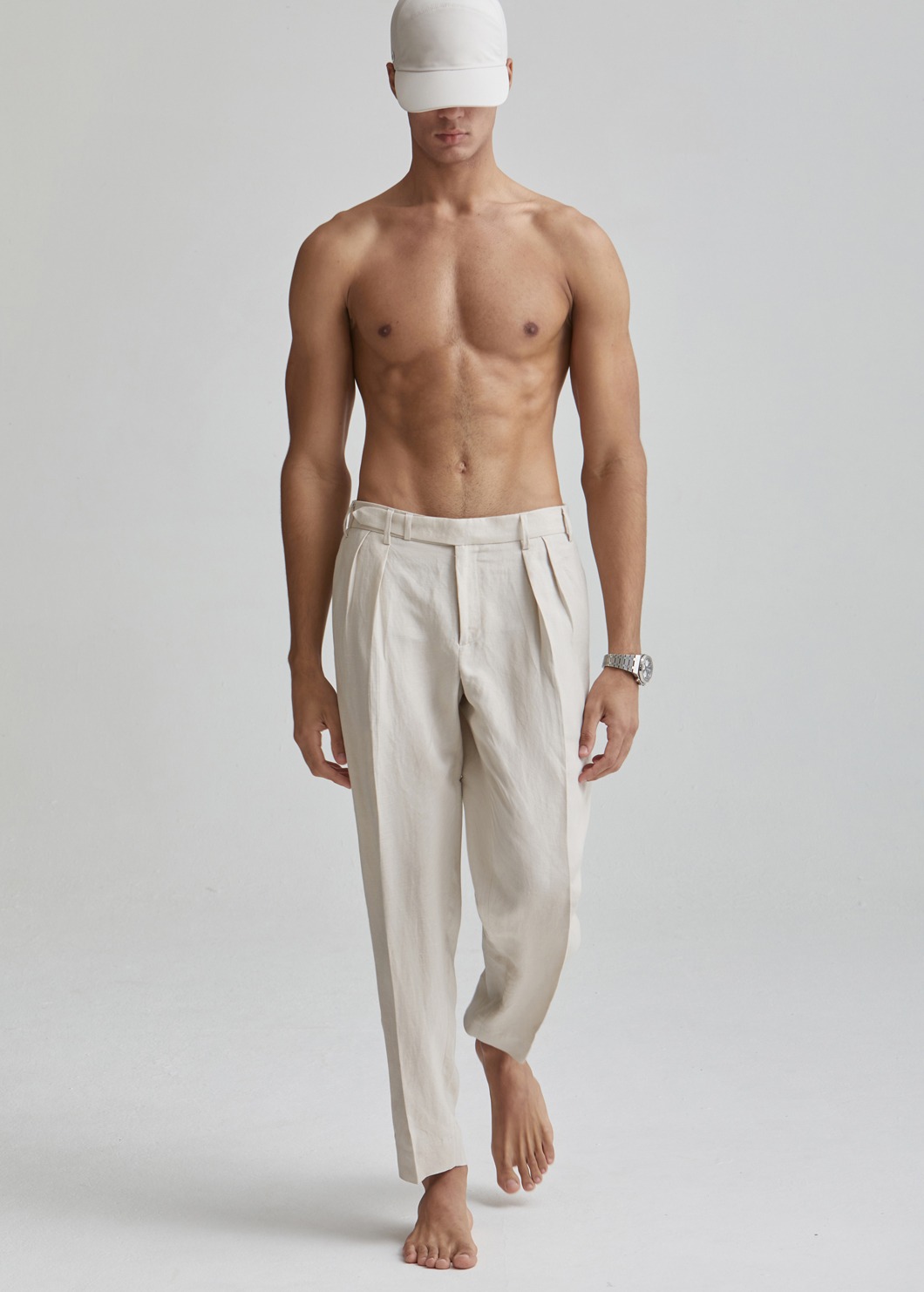HERIGA Summer Linen Belted Pants-Light Beige