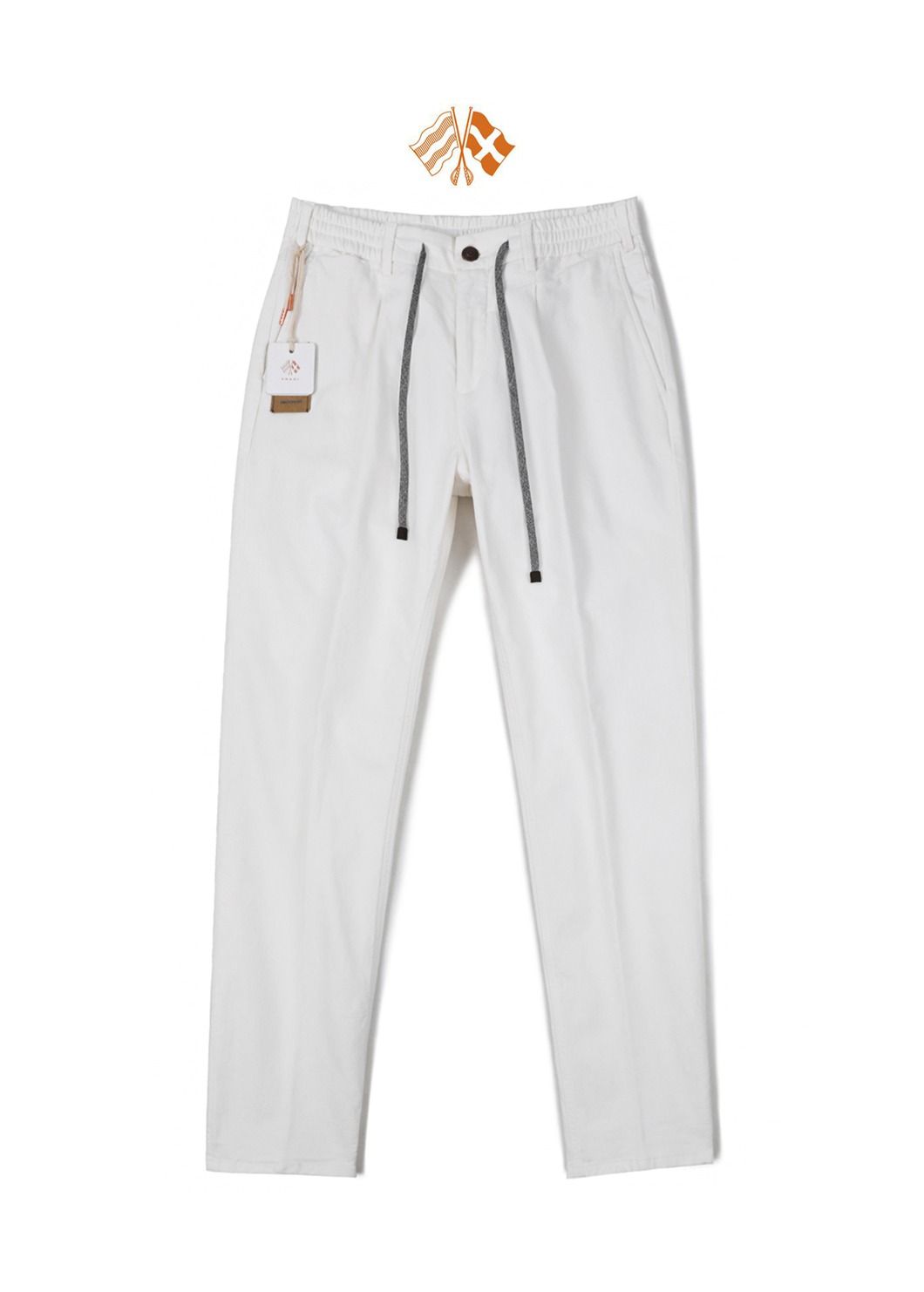 ITALIA SMOOTH FIT COTTON PANTS-IVORY